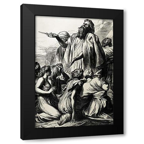 Samuel Rescues Israel Black Modern Wood Framed Art Print by Watts, George Frederick