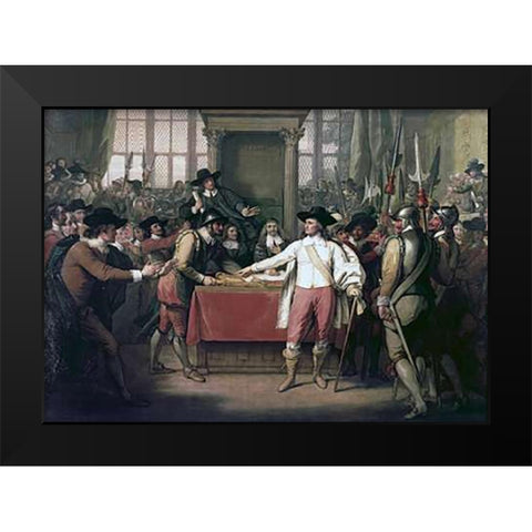 Cromwell Dissolving The Long Parliament Black Modern Wood Framed Art Print by West, Benjamin