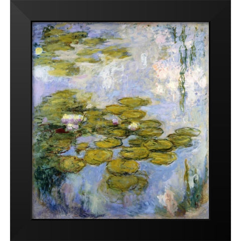 Nympheas - Water Lilies Black Modern Wood Framed Art Print by Monet, Claude