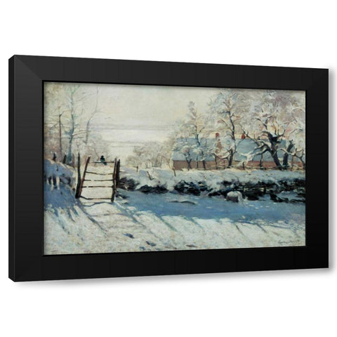 The Magpie Black Modern Wood Framed Art Print by Monet, Claude