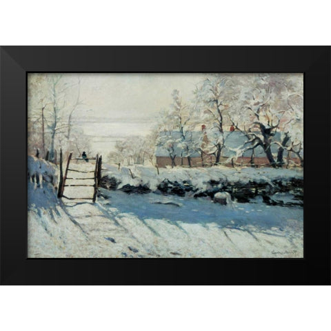 The Magpie Black Modern Wood Framed Art Print by Monet, Claude