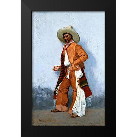 A Vaquero Black Modern Wood Framed Art Print by Remington, Frederic