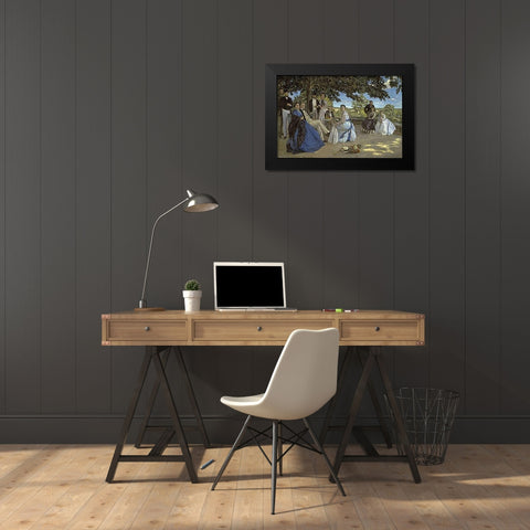 Family Reunion Black Modern Wood Framed Art Print by Bazille, Frederic