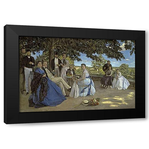 Family Reunion Black Modern Wood Framed Art Print by Bazille, Frederic