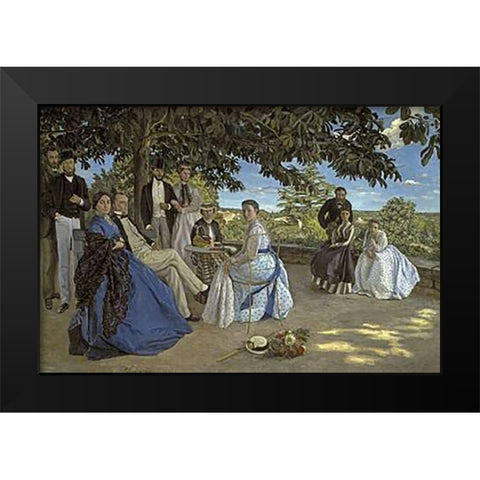 Family Reunion Black Modern Wood Framed Art Print by Bazille, Frederic