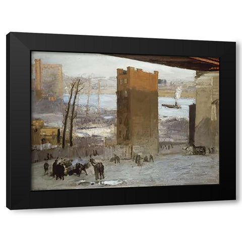The Lone Tenement Black Modern Wood Framed Art Print with Double Matting by Bellows, George