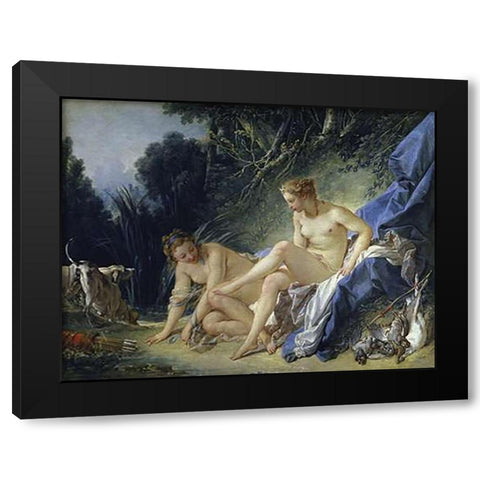 Diana Leaving the Bath Black Modern Wood Framed Art Print by Boucher, Francois