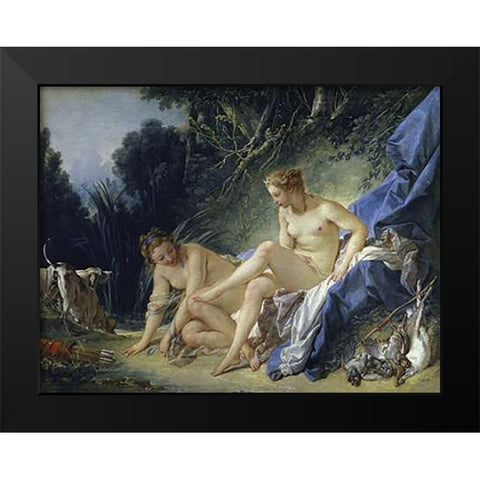 Diana Leaving the Bath Black Modern Wood Framed Art Print by Boucher, Francois