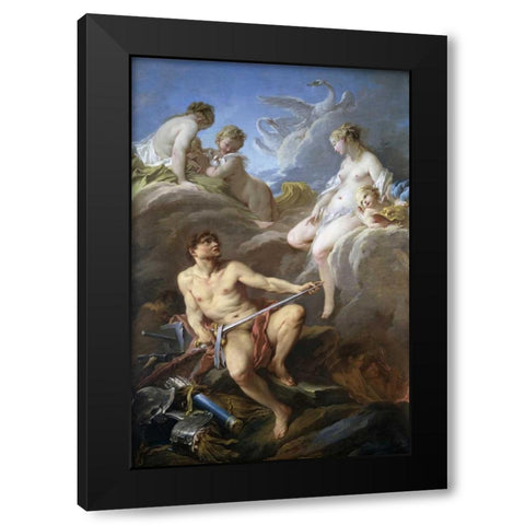 Venus Requesting Arms for Aeneas From Vulcan Black Modern Wood Framed Art Print with Double Matting by Boucher, Francois