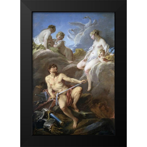 Venus Requesting Arms for Aeneas From Vulcan Black Modern Wood Framed Art Print by Boucher, Francois