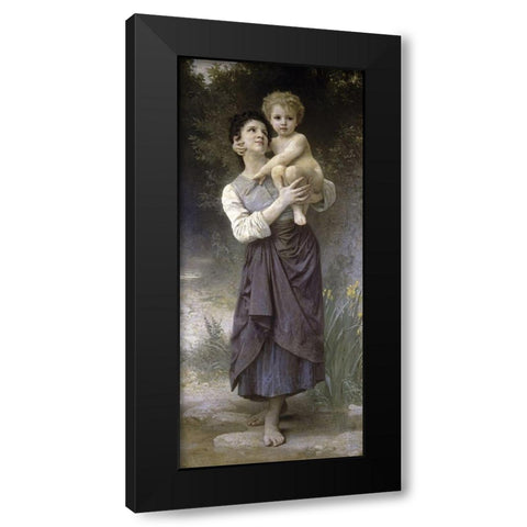 Brother and Sister Black Modern Wood Framed Art Print with Double Matting by Bouguereau, William-Adolphe