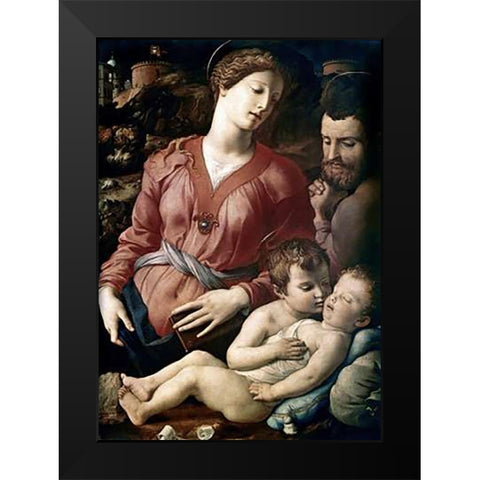 The Family Black Modern Wood Framed Art Print by Bronzino, Agnolo