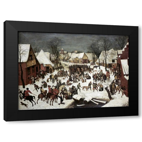 The Massacre of the Innocents Black Modern Wood Framed Art Print with Double Matting by Bruegel, Pieter the Elder