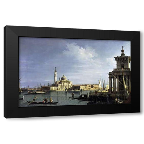 The Island of San Giorgio Maggiore, Venice Black Modern Wood Framed Art Print with Double Matting by Canaletto