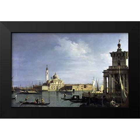 The Island of San Giorgio Maggiore, Venice Black Modern Wood Framed Art Print by Canaletto