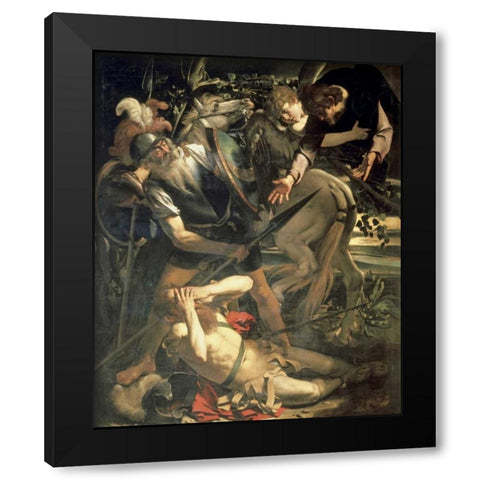 Conversion of St. Paul Black Modern Wood Framed Art Print with Double Matting by Caravaggio