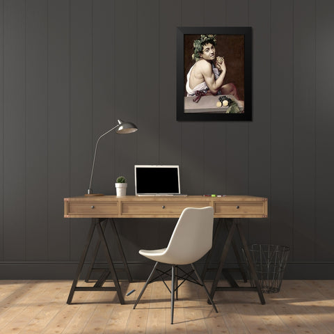Sick Bacchus Black Modern Wood Framed Art Print by Caravaggio