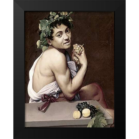 Sick Bacchus Black Modern Wood Framed Art Print by Caravaggio