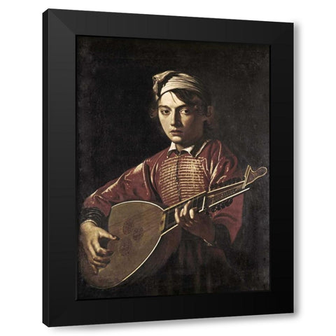 The Lute Player Black Modern Wood Framed Art Print by Caravaggio