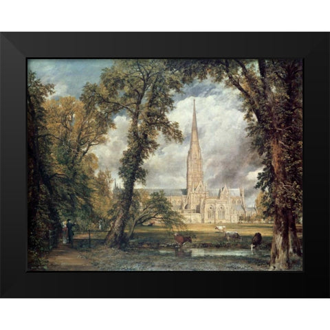 Salisbury Cathedral Black Modern Wood Framed Art Print by Constable, John