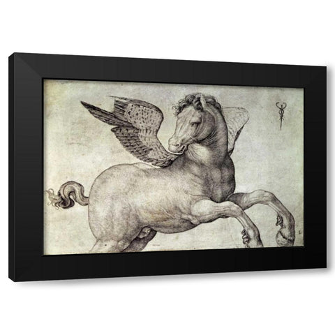 Pegasus Black Modern Wood Framed Art Print by De Barbari, Jacopo