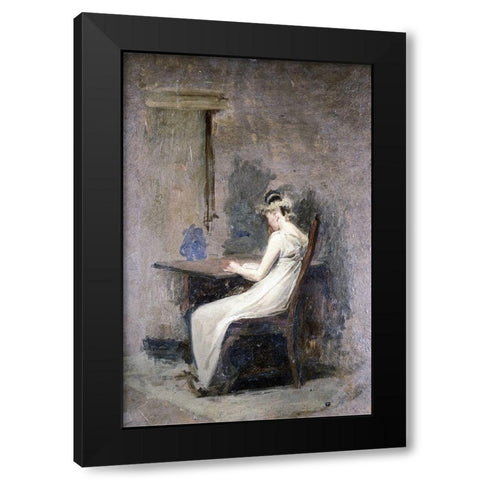 Woman Reading Black Modern Wood Framed Art Print by Eakins, Thomas