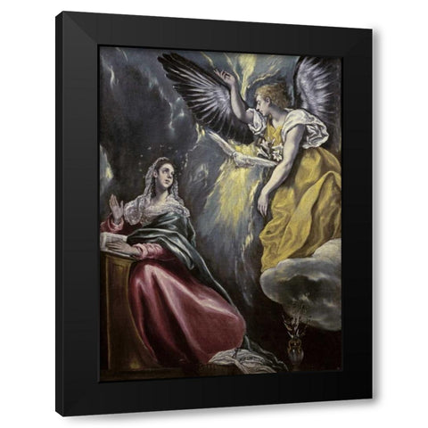The Annunciation Black Modern Wood Framed Art Print with Double Matting by El Greco