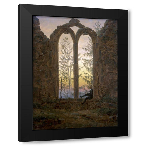 A Dreamer Black Modern Wood Framed Art Print by Friedrich, Caspar David