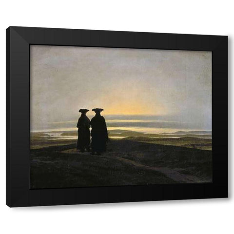 Sunset (Brothers) Black Modern Wood Framed Art Print by Friedrich, Caspar David
