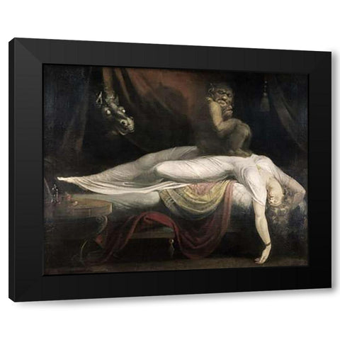 The Nightmare Black Modern Wood Framed Art Print by Fuseli, Henry