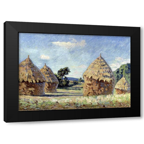 Les Meules Black Modern Wood Framed Art Print with Double Matting by Guillaumin, Armand