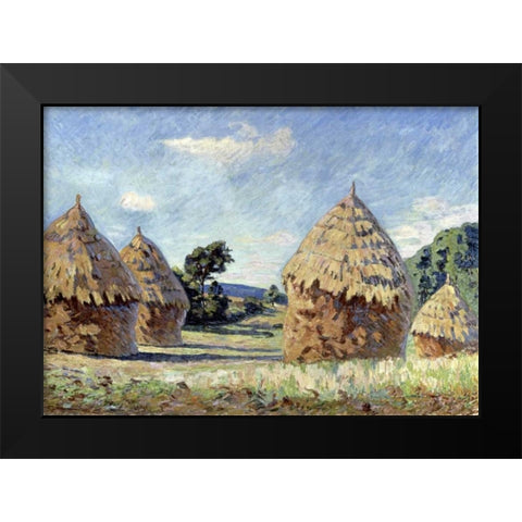 Les Meules Black Modern Wood Framed Art Print by Guillaumin, Armand