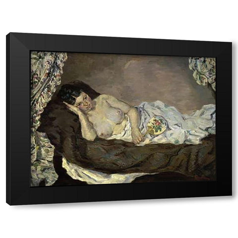 Reclining Nude Black Modern Wood Framed Art Print with Double Matting by Guillaumin, Armand