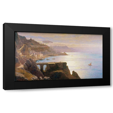 Amalfi Coast S.L.L. Black Modern Wood Framed Art Print with Double Matting by Haseltine, William Stanley
