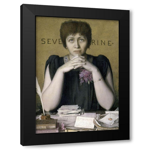 Madame Severine Black Modern Wood Framed Art Print with Double Matting by Hawkins, Louis Welden