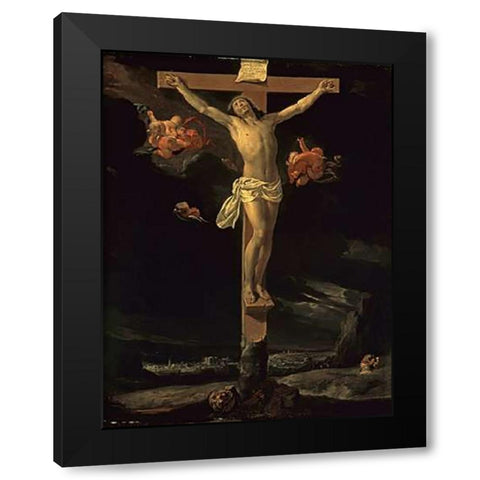 The Crucifixion Black Modern Wood Framed Art Print with Double Matting by Le Brun, Charles