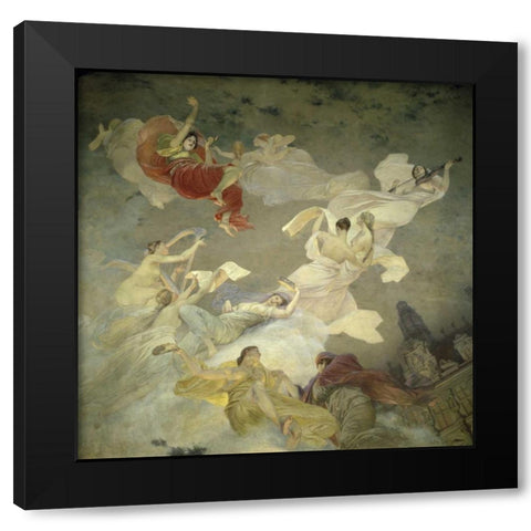 Muses of Paris Black Modern Wood Framed Art Print by Lefebvre, Jules Joseph