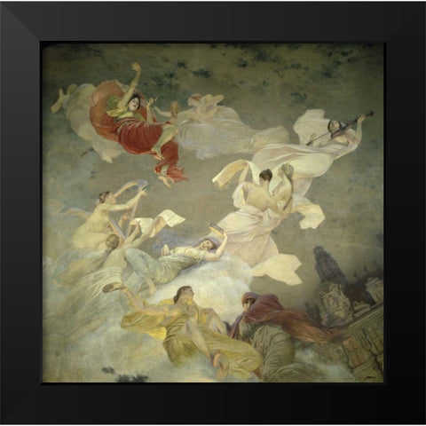 Muses of Paris Black Modern Wood Framed Art Print by Lefebvre, Jules Joseph