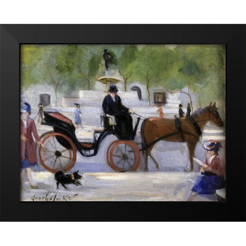 Central Park Carriage Black Modern Wood Framed Art Print by Luks, George Benjamin