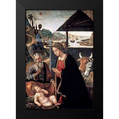 Adoration of the Infant Jesus Black Modern Wood Framed Art Print by Mainardi, Sebastiano