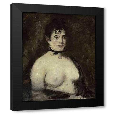 La brune aux seins nus, 1872 Black Modern Wood Framed Art Print with Double Matting by Manet, Edouard