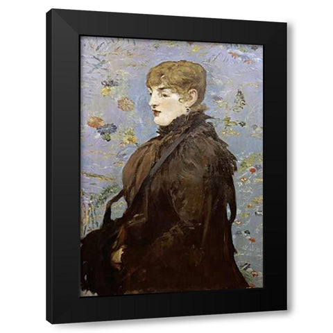 Merry Laurent Black Modern Wood Framed Art Print with Double Matting by Manet, Edouard