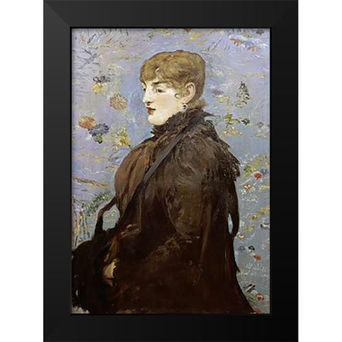 Merry Laurent Black Modern Wood Framed Art Print by Manet, Edouard