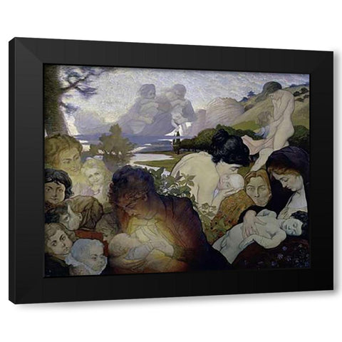 Motherhood Black Modern Wood Framed Art Print with Double Matting by Maurin, Charles