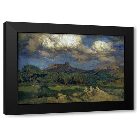 The Driads Black Modern Wood Framed Art Print with Double Matting by Menard, Rene