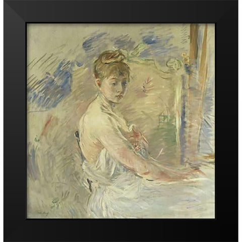 Jeune Femme se Levant Black Modern Wood Framed Art Print by Morisot, Berthe