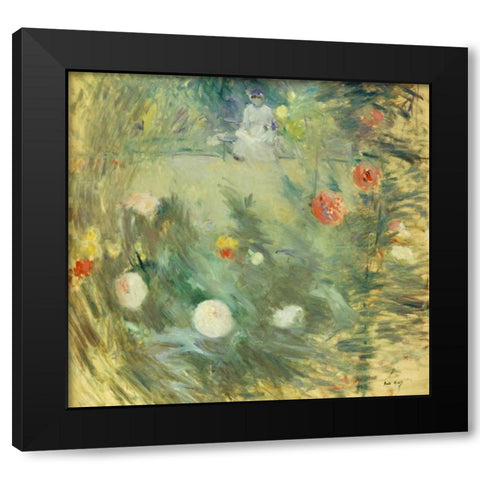 Nourrice Au Fond DUn Jardin Black Modern Wood Framed Art Print by Morisot, Berthe