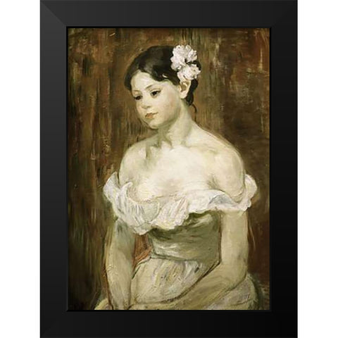 Portrait of a Young Girl Black Modern Wood Framed Art Print by Morisot, Berthe