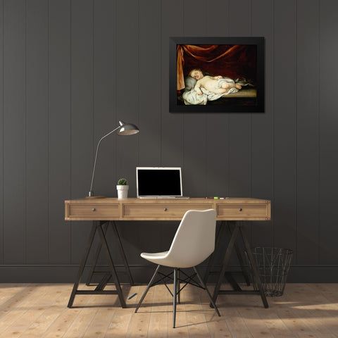 The Museumist Child Asleep Black Modern Wood Framed Art Print by Murillo, Bartolome Esteban