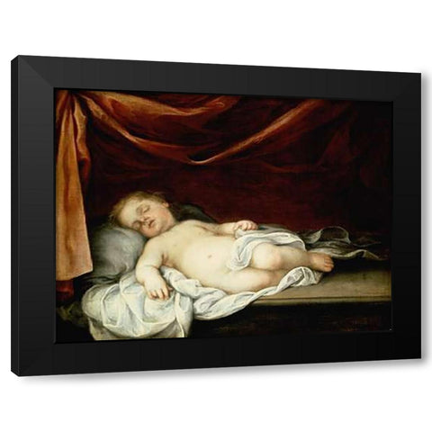 The Museumist Child Asleep Black Modern Wood Framed Art Print with Double Matting by Murillo, Bartolome Esteban